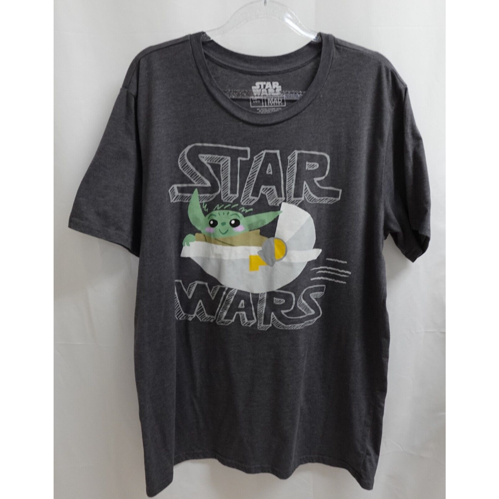 Star Wars Baby Yoda Grogu T-Shirt Men's Size Large Dark Heather Gray